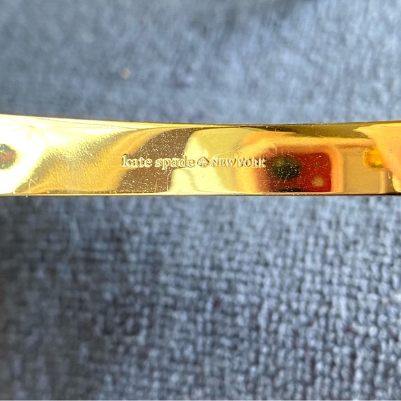 Kate Spade New York Gold-Tone Bezel Blue Stone Cuff Bracelet EUC - Picture 9 of 11